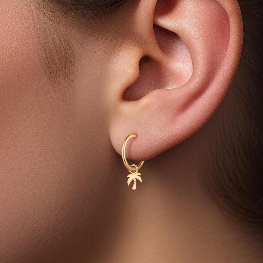 Palm Tree Huggie Earrings