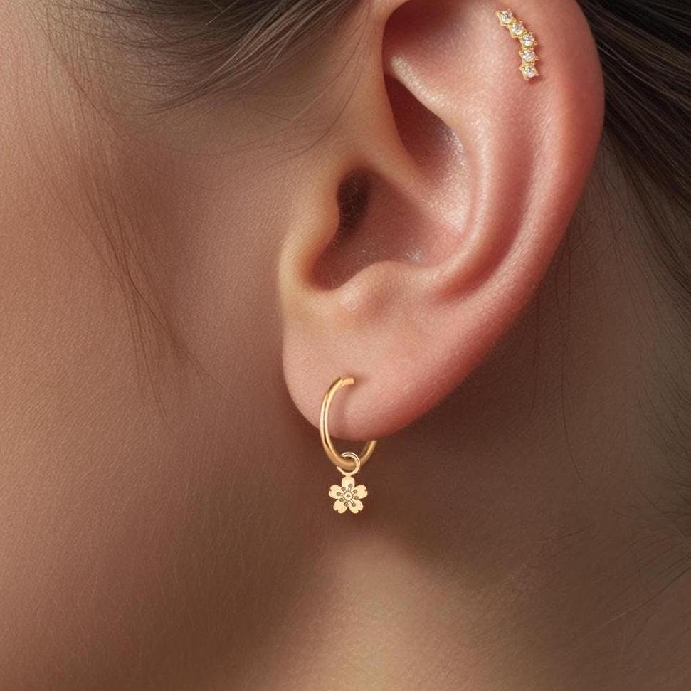 Cherry Blossom Hoop Earrings