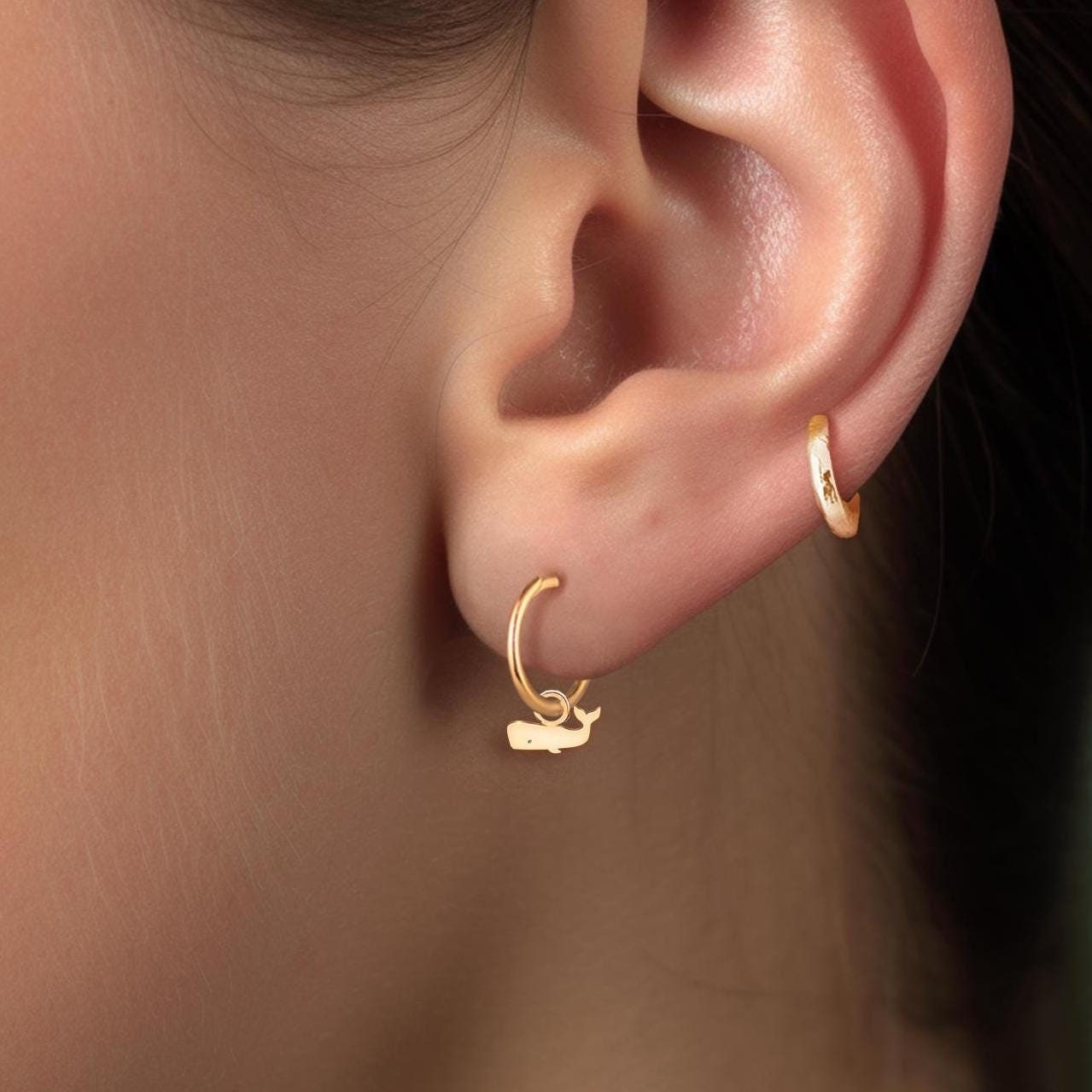 Whale Huggie Hoops
