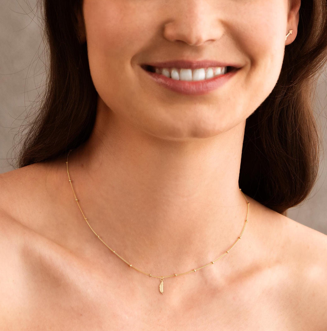 Feather Pendant Beady Necklace