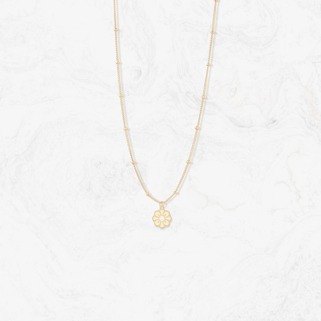 Daisy Flower Pendant Beady Necklace
