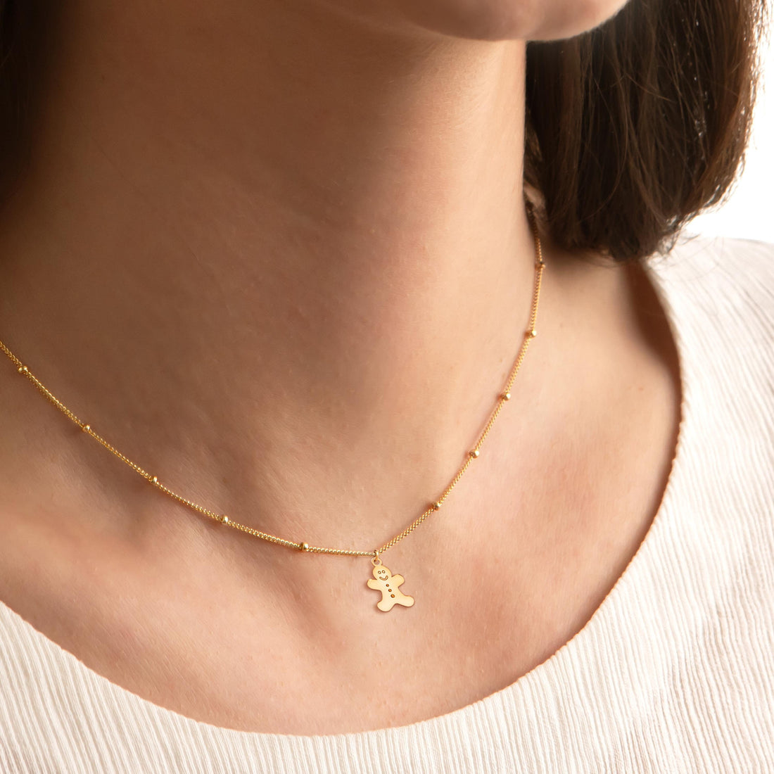 Gingerbread Man Charm Necklace