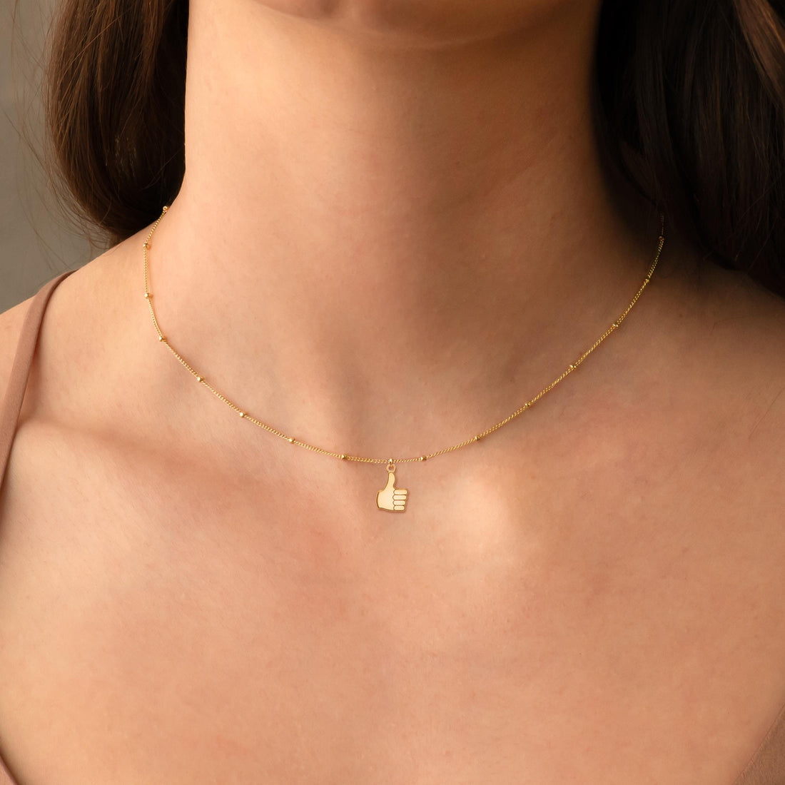 Thumbs Up Pendant Beady Necklace