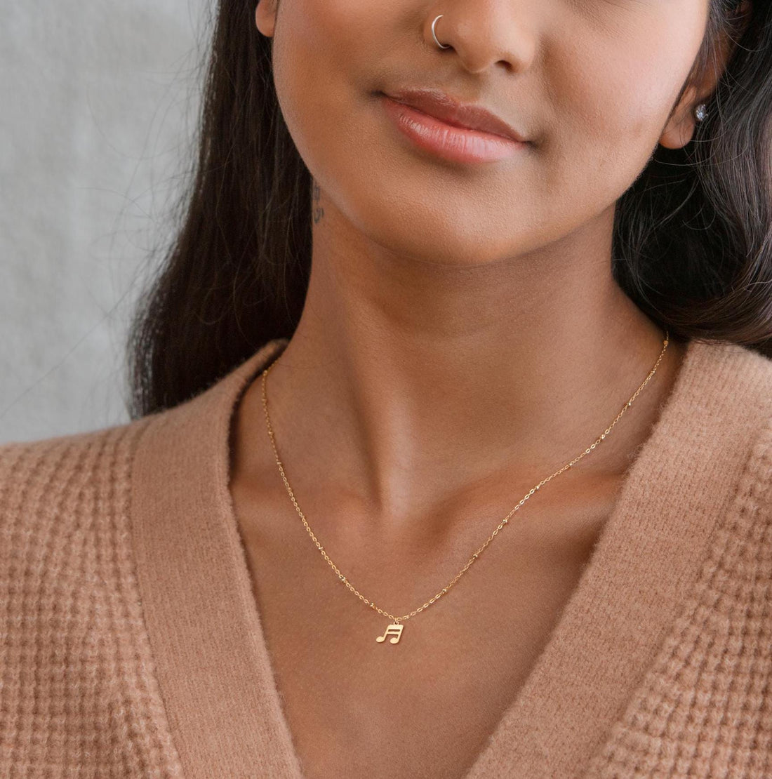 Music Note Pendant Beady Necklace