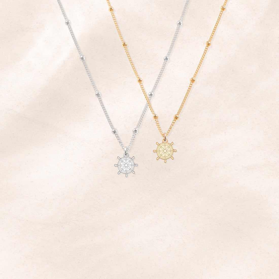 Boat Wheel Charm Beady Necklace