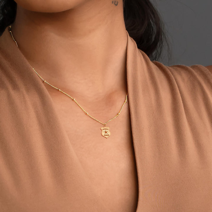 Police Badge Charm Necklace
