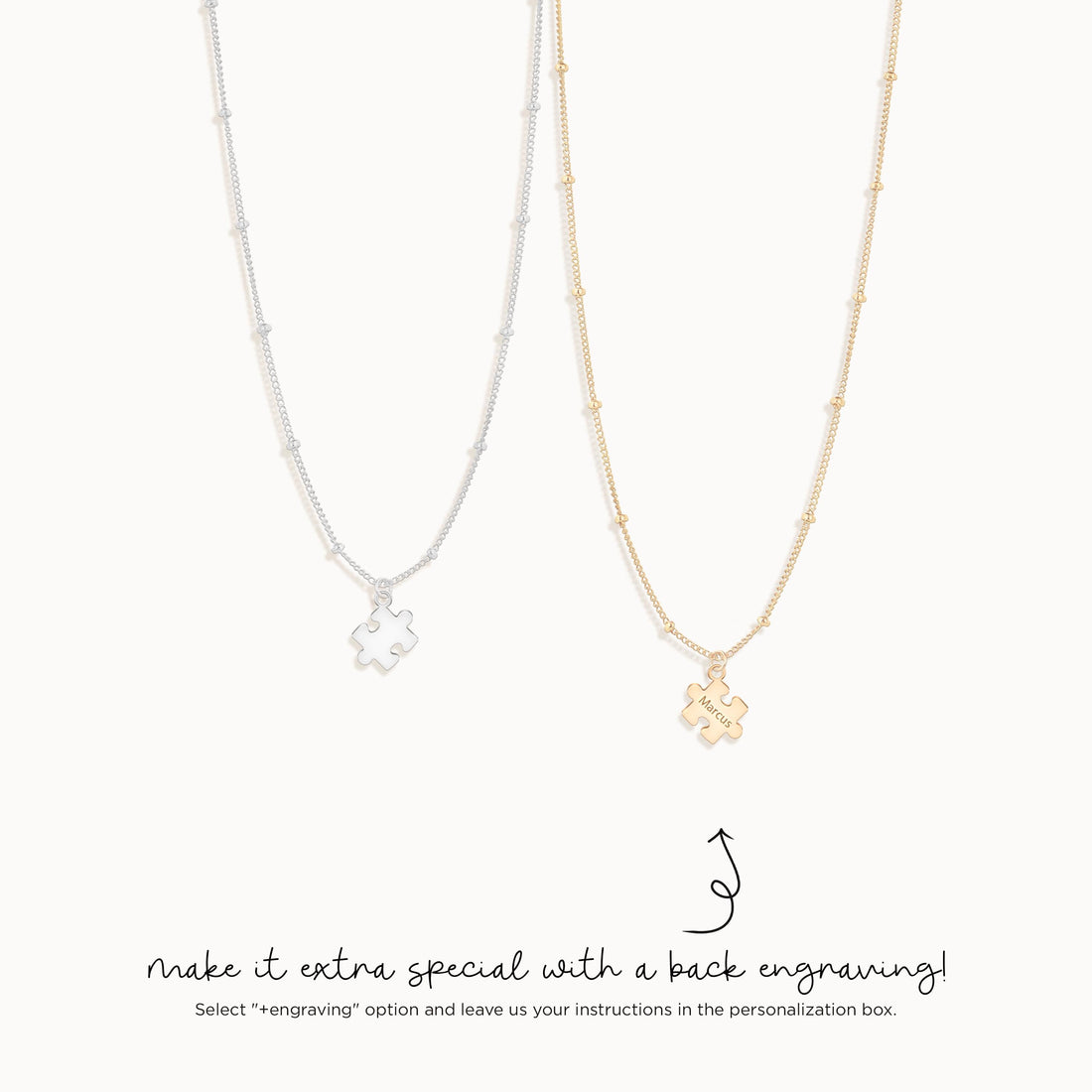 Puzzle Piece Pendant Beady Necklace