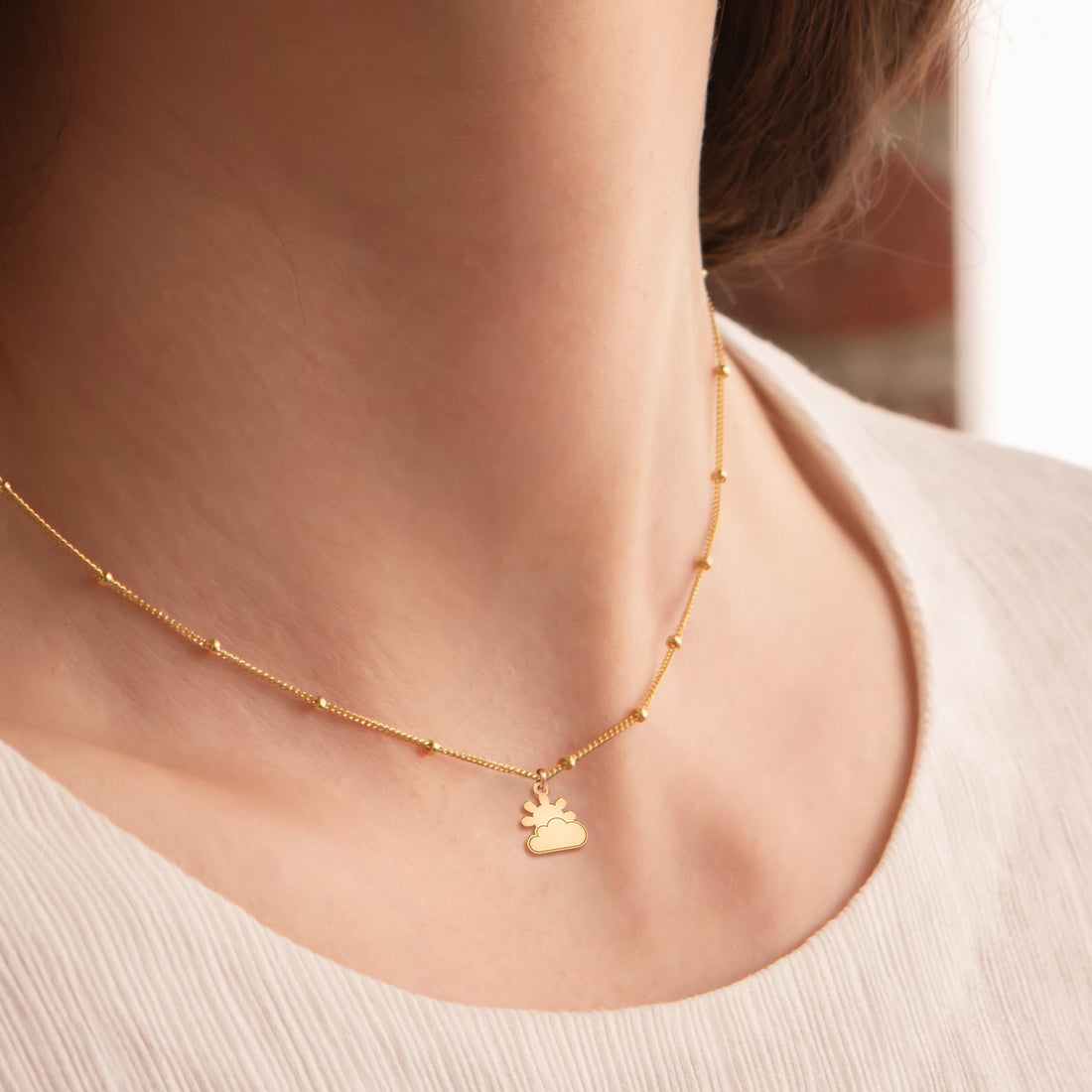 Sun and Cloud Charm Necklace