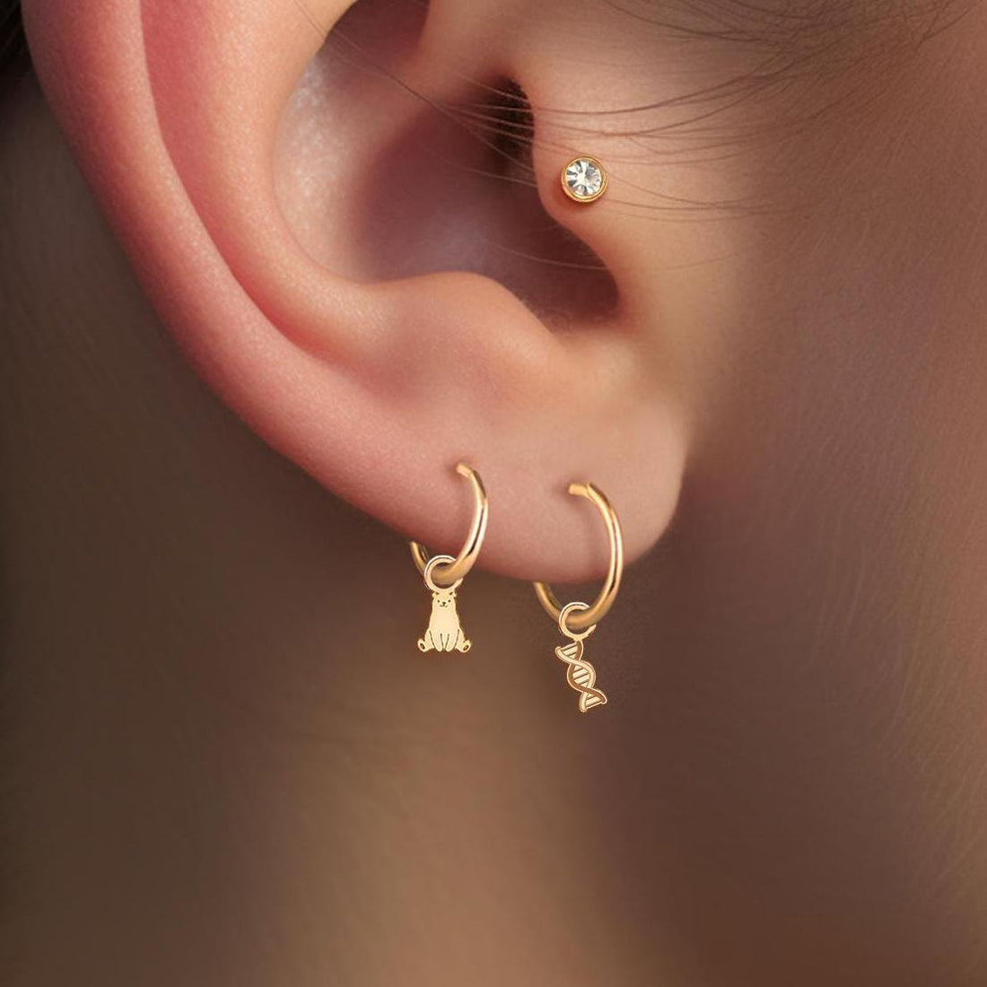 DNA Strand Huggie Earrings