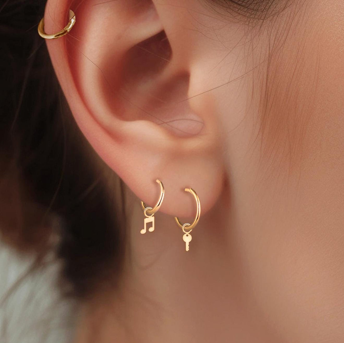 Key Huggie Hoop Earrings
