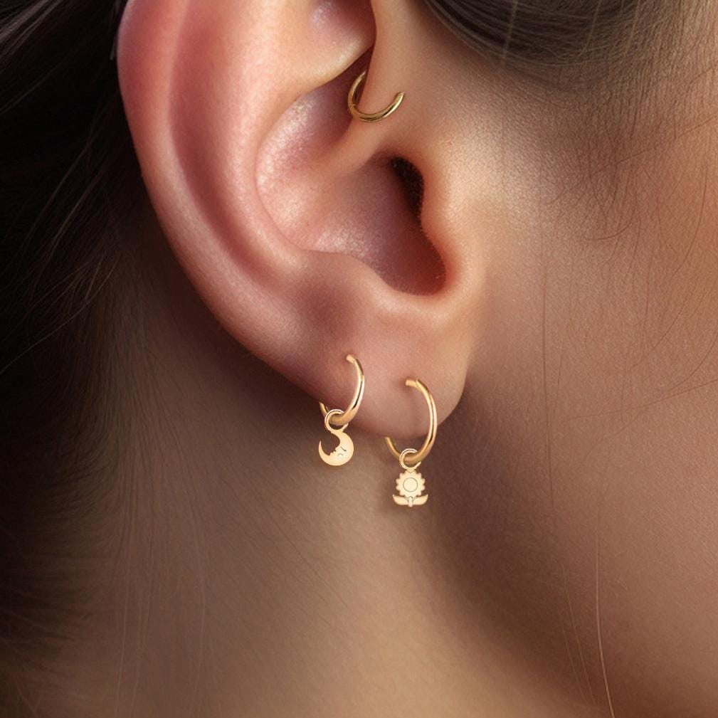 Flower Huggie Hoops