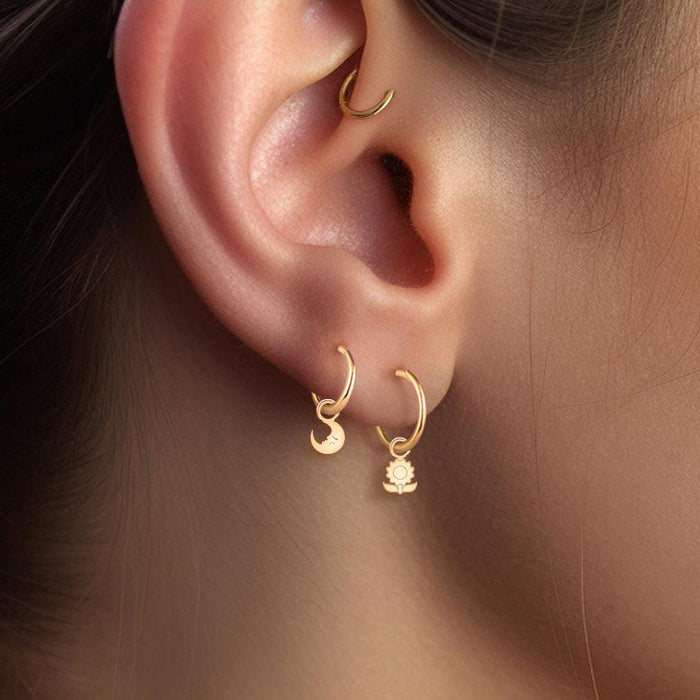 Floral Huggie Hoops