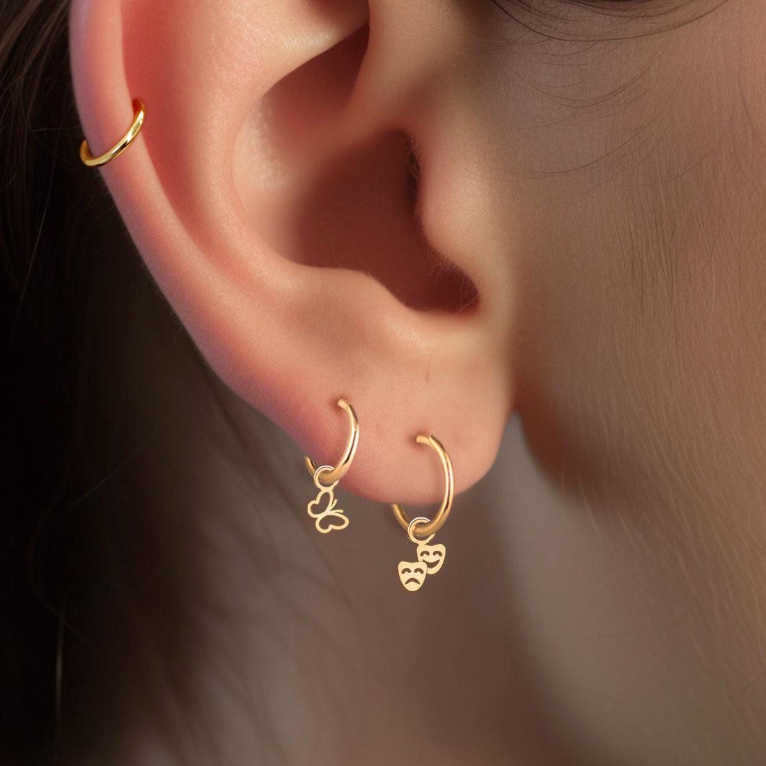 Comedy Tragedy Hoop Earrings