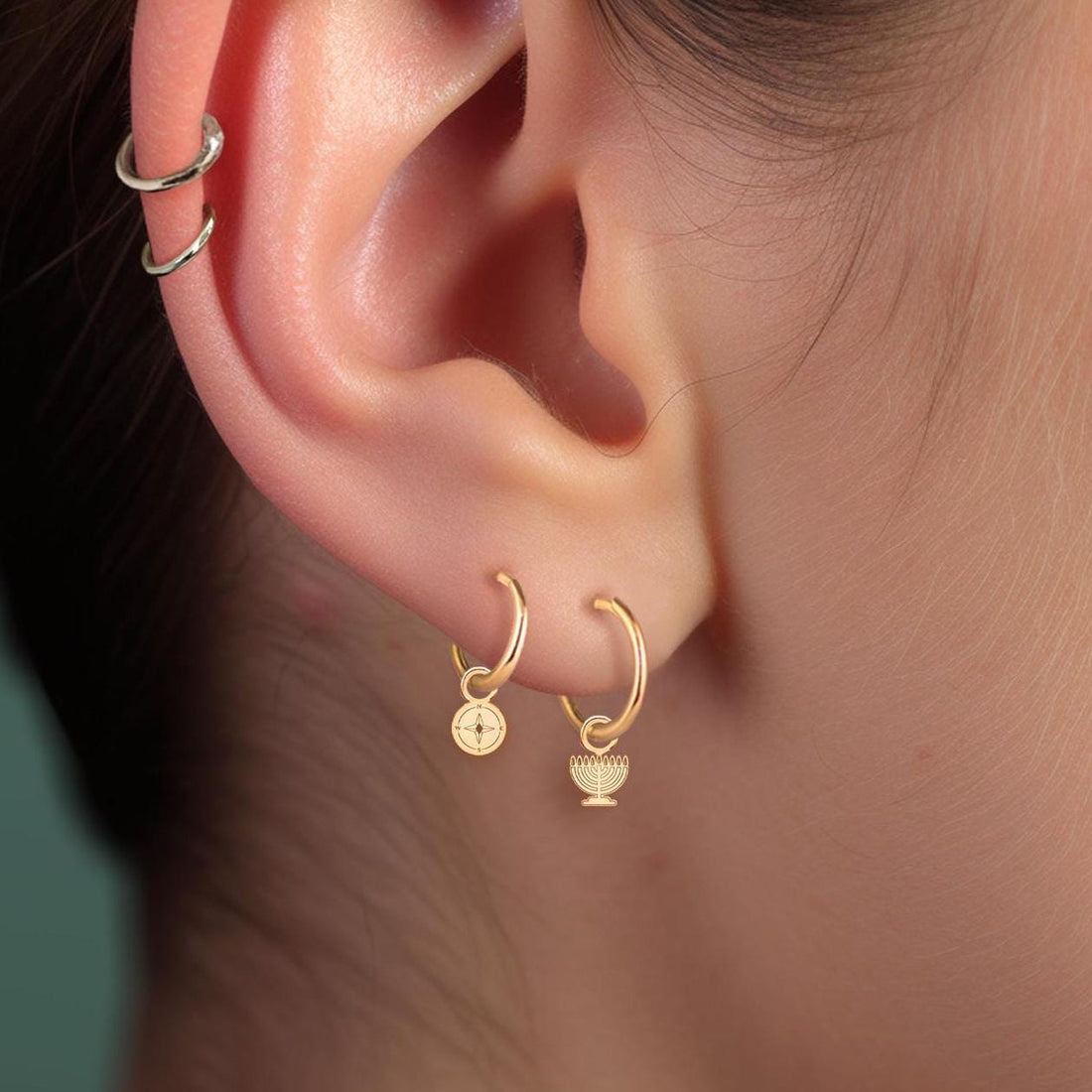 Menorah Hoop Earrings