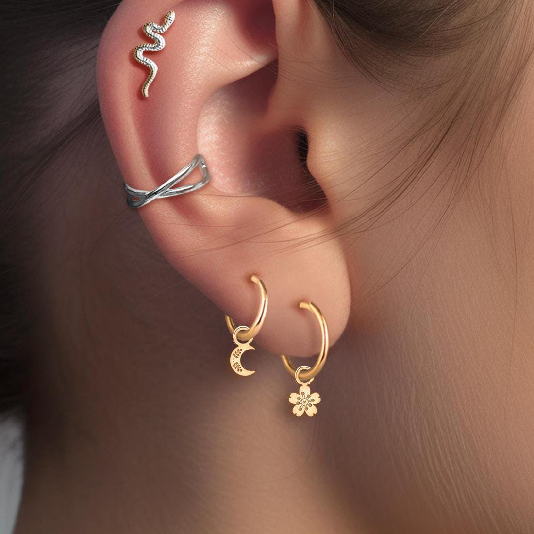 Cherry Blossom Hoop Earrings