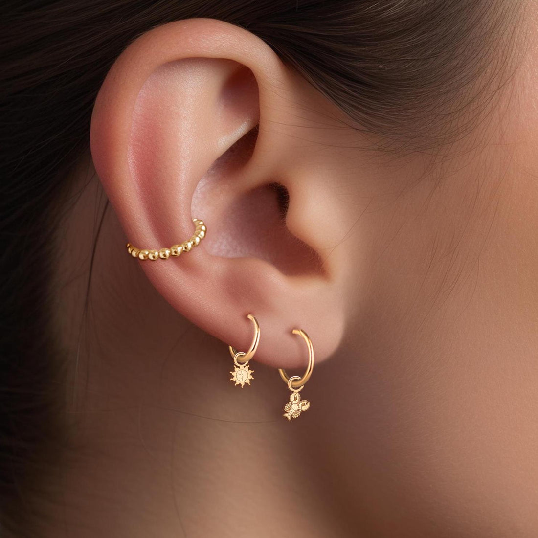 Lobster Charm Huggie Earrings