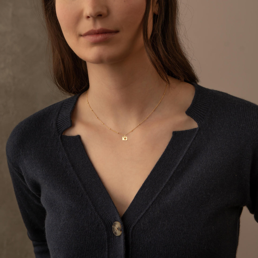 Camera Pendant Beady Necklace