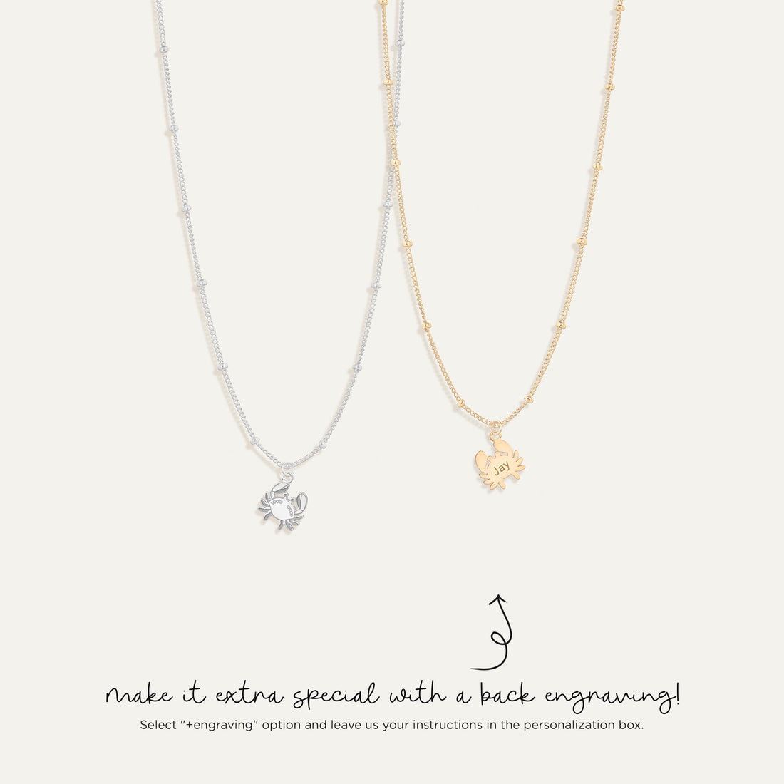 Crab Charm Pendant Beady Necklace