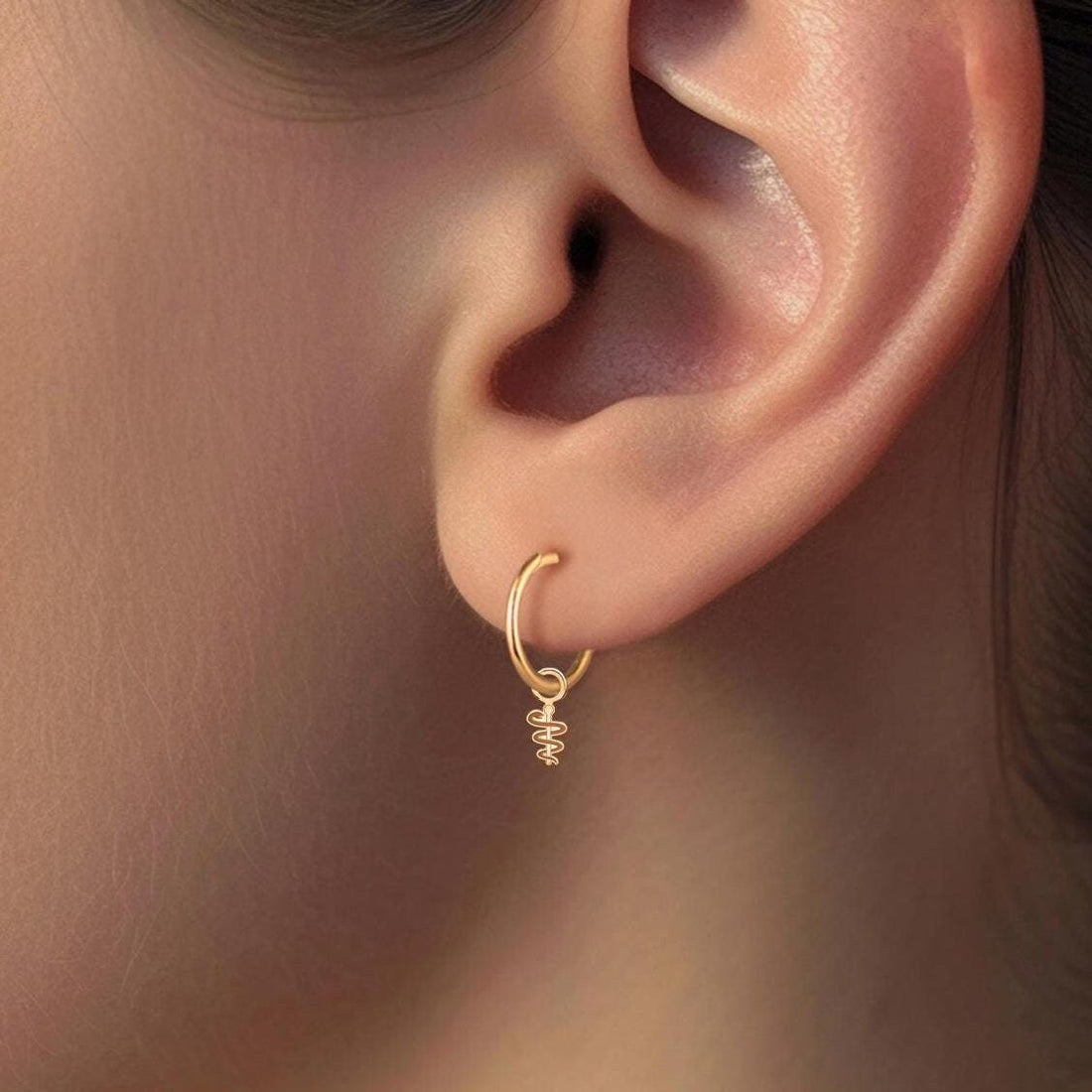 Rod Of Asclepius Huggie Hoops