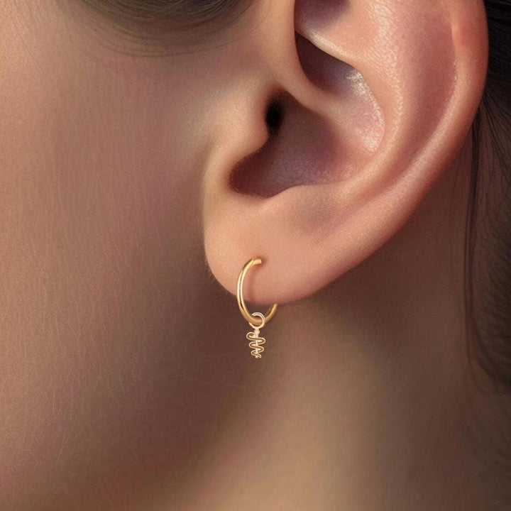 Caduceus Huggie Hoops
