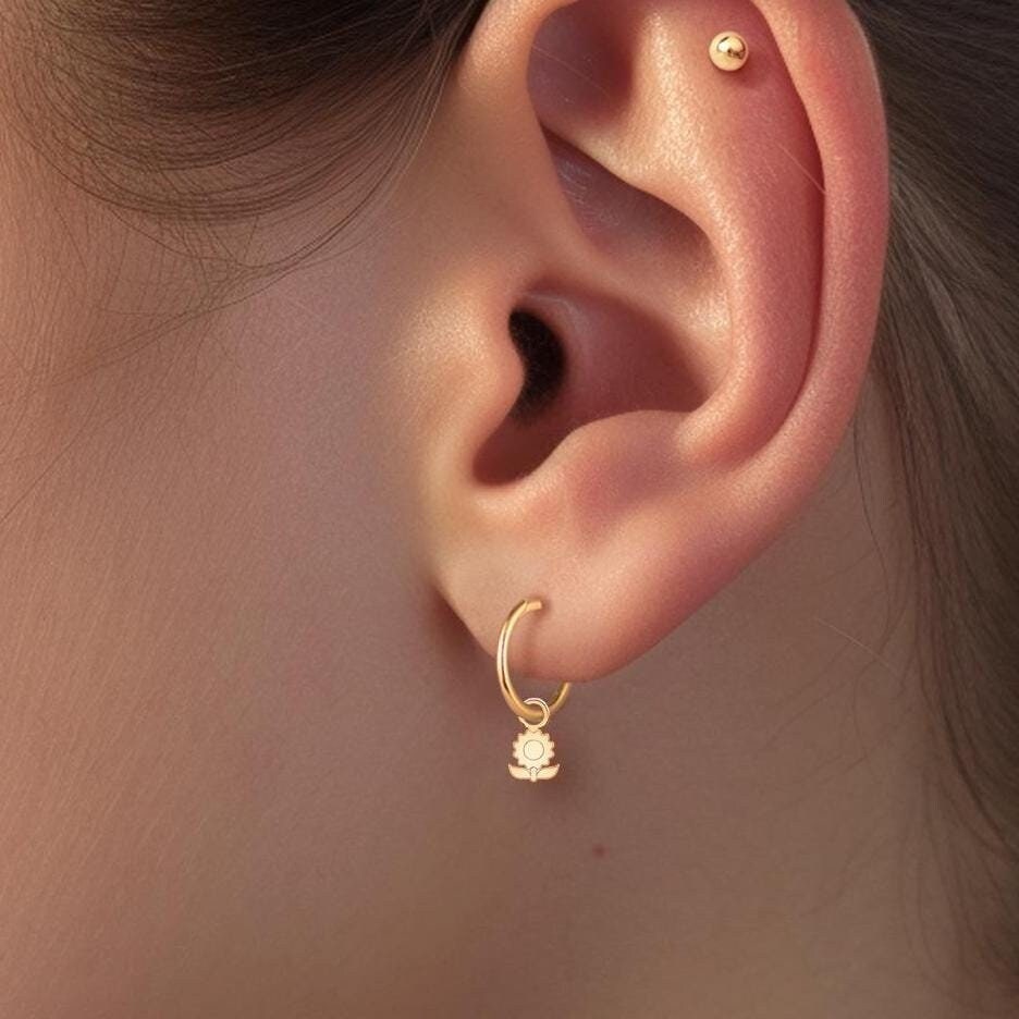 Flower Huggie Hoops