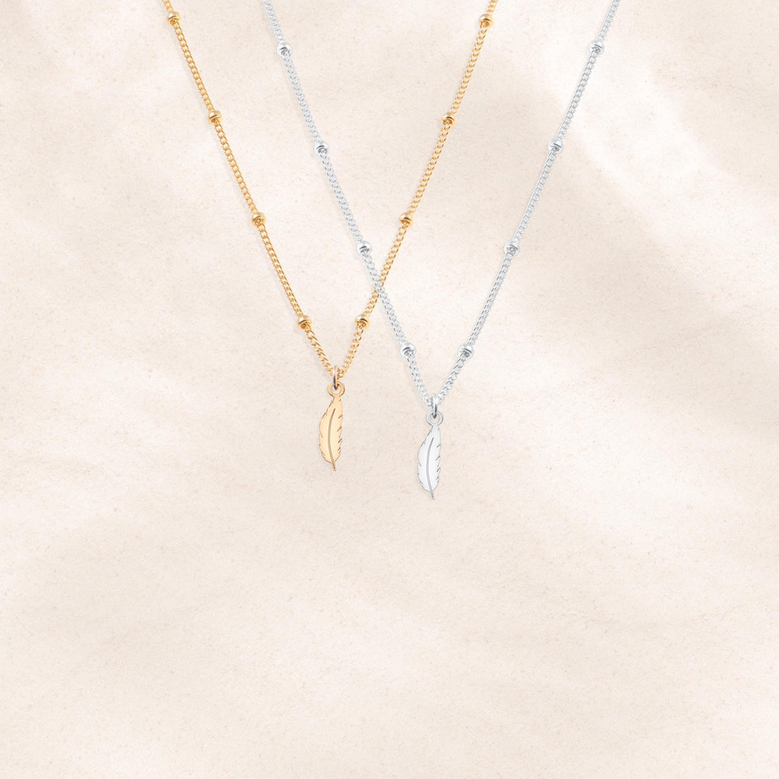 Feather Pendant Beady Necklace