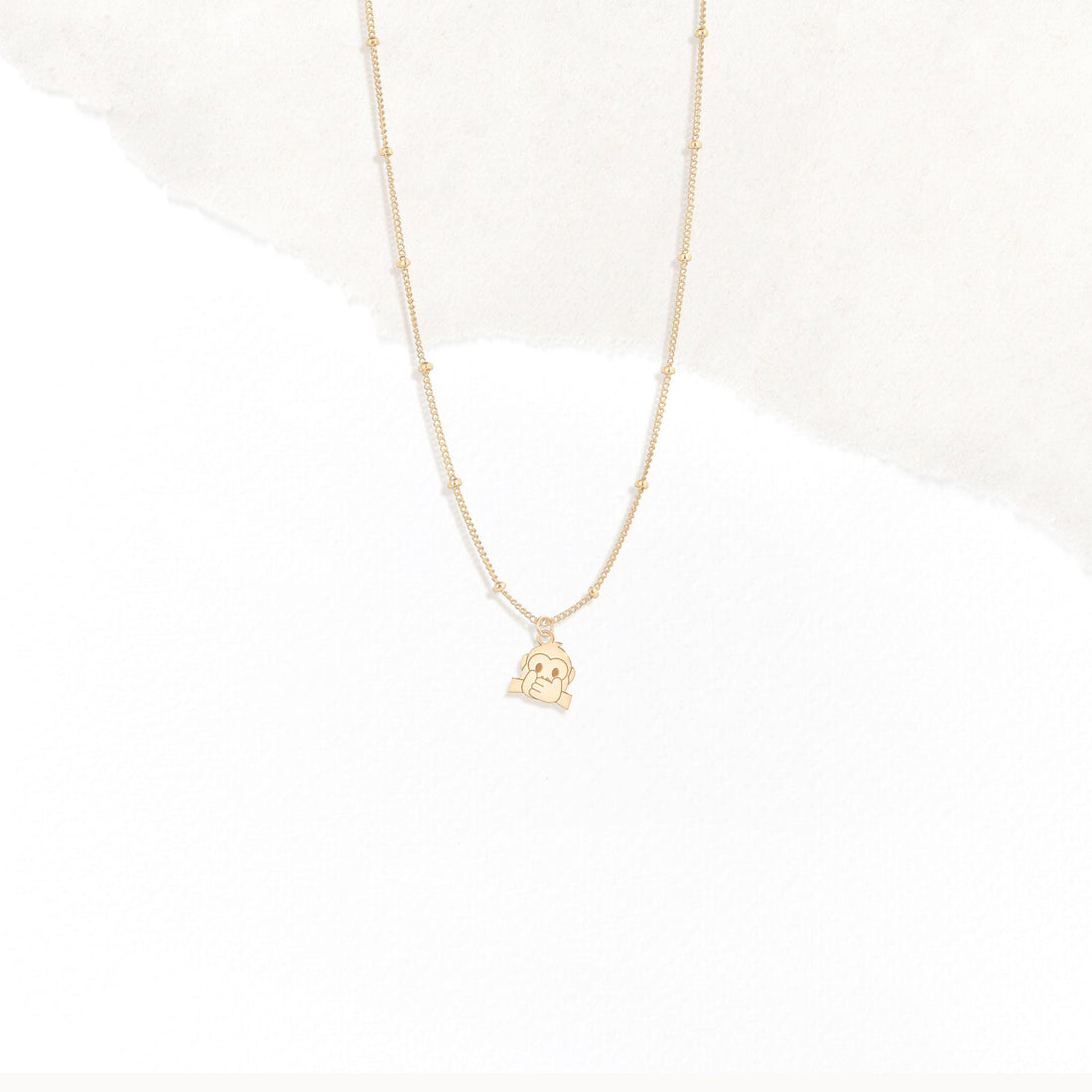 Speak No Evil Monkey Beady Necklace