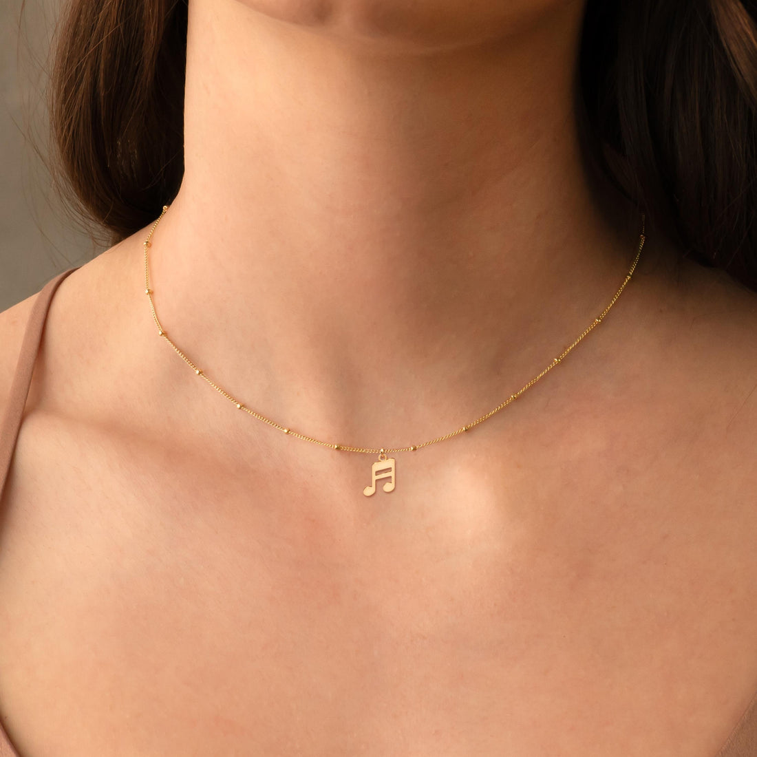 Music Note Pendant Beady Necklace