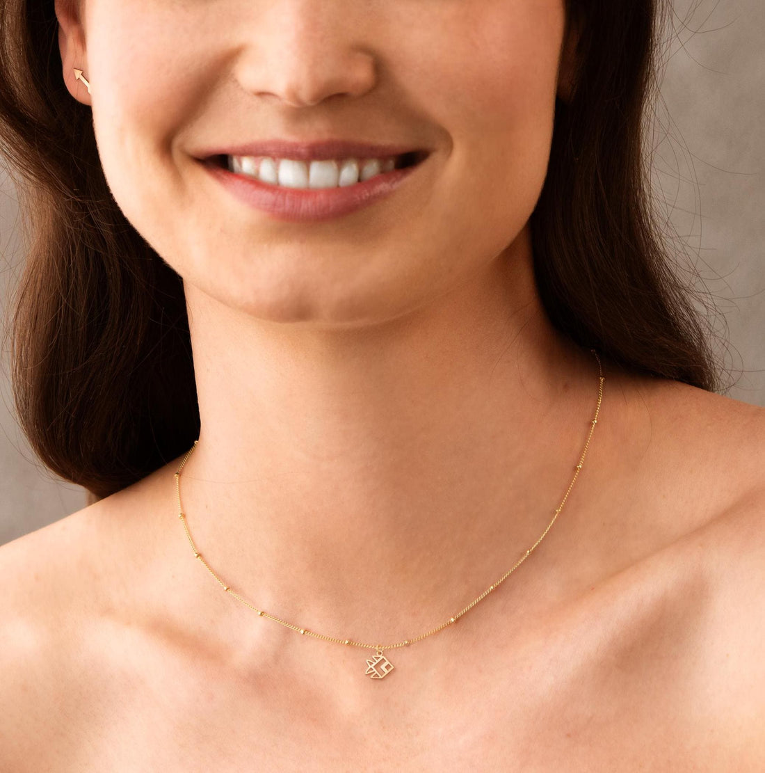 Geometric Fish Pendant Beady Necklace