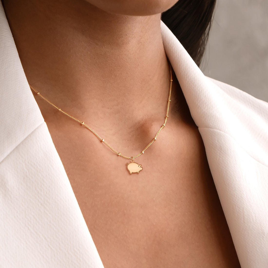 Pig Charm Necklace