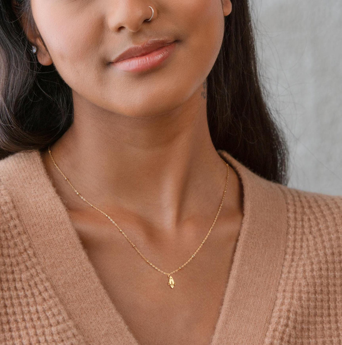 Rocket Ship on a Beady Charm Necklace