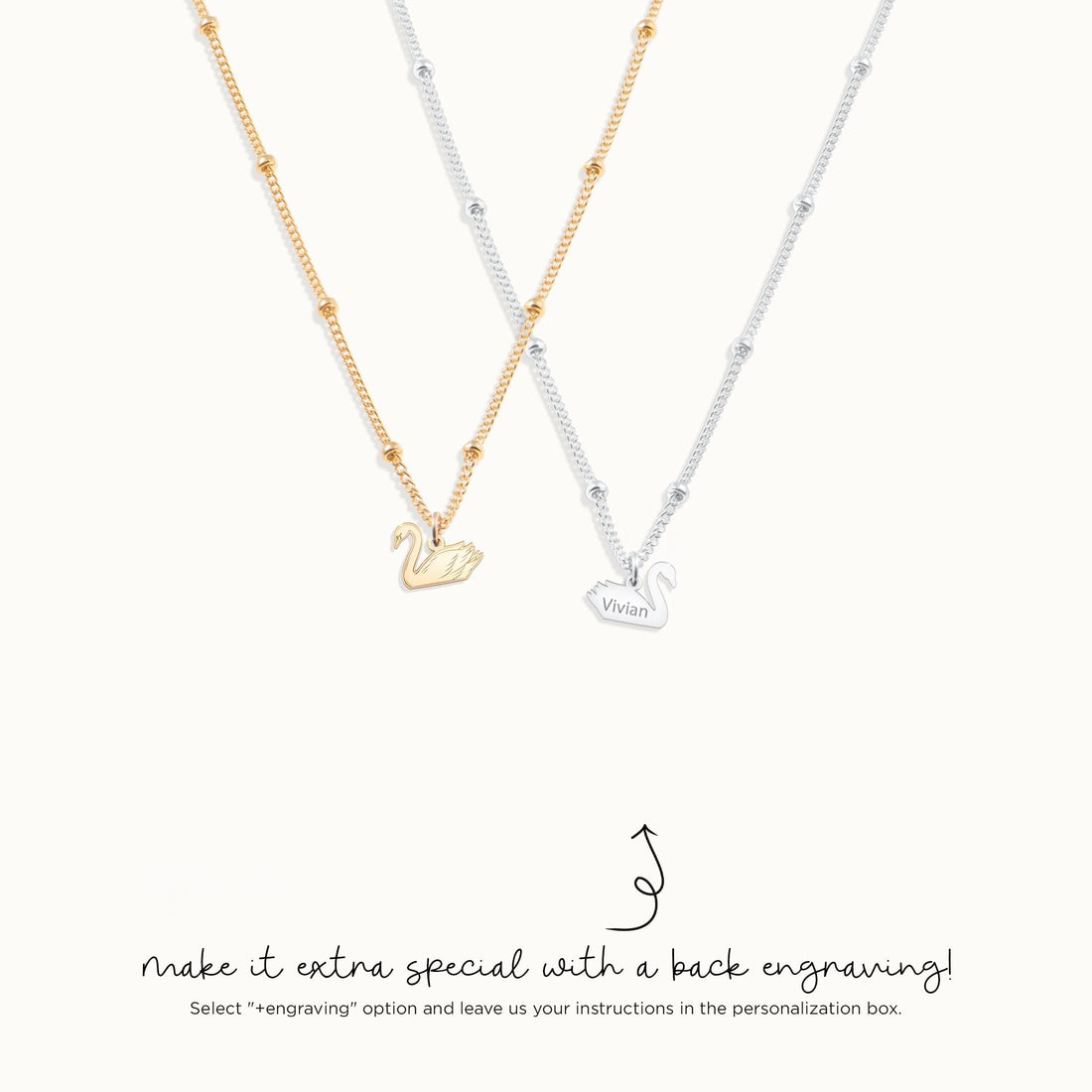 Swan Bird Charm Necklace