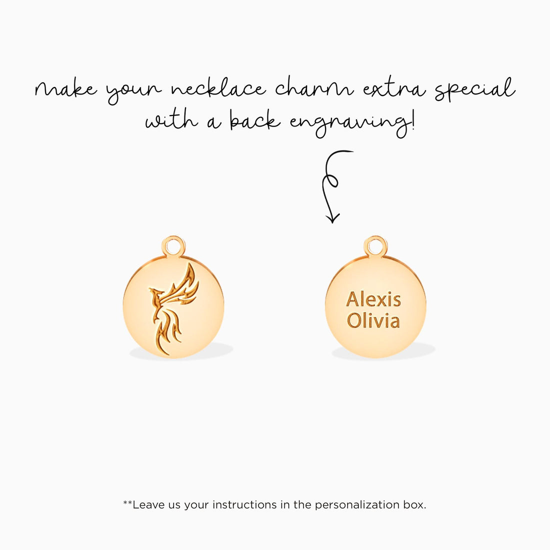 Phoenix Bird Disc Charm Necklace