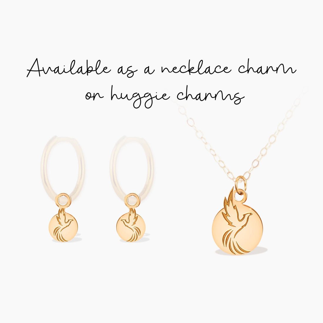 Phoenix Bird Disc Charm Necklace