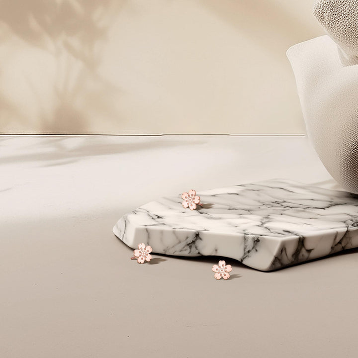 Cherry Blossom Charm Stud Earrings