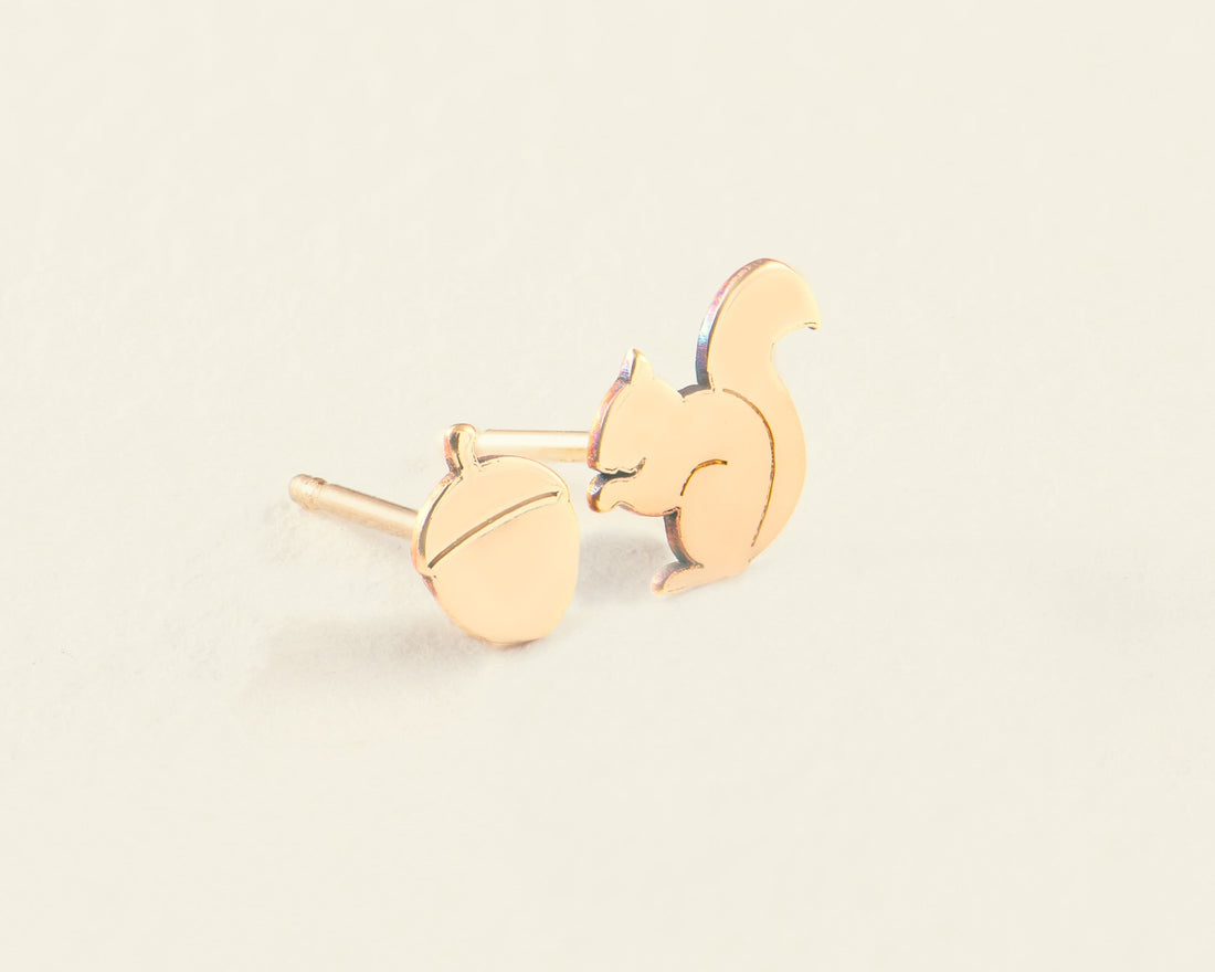 Squirrel Acorn Charm Necklace Set of 2