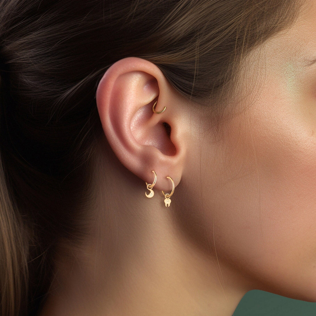 Tooth Charm Huggie Hoops