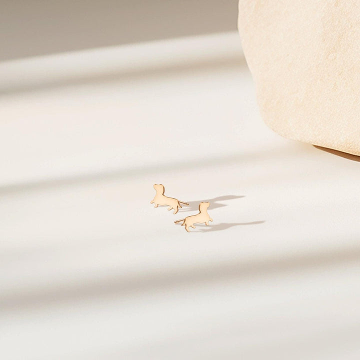 Animal Dachshund Charm Stud Earrings