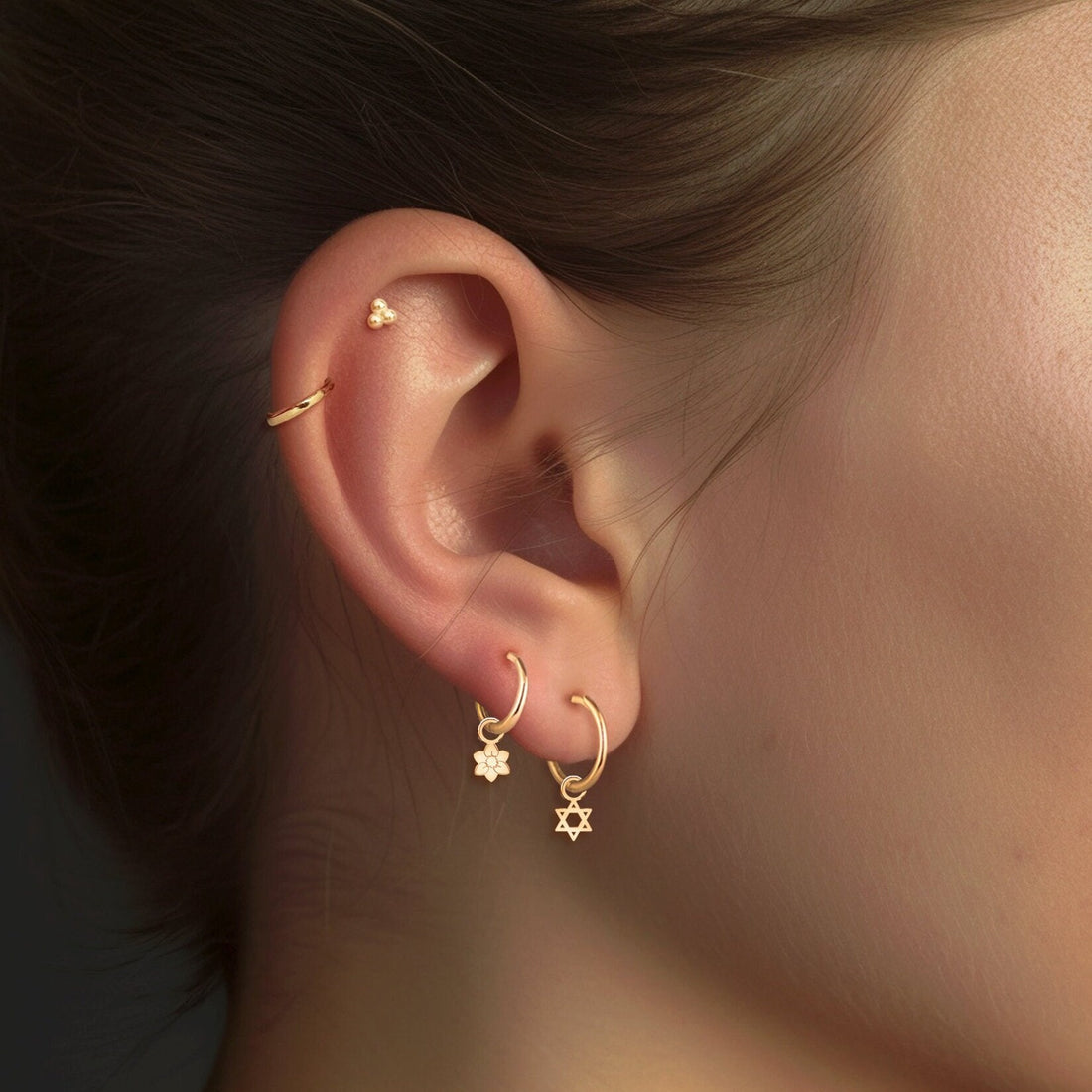 Star of David Charm Huggie Hoops