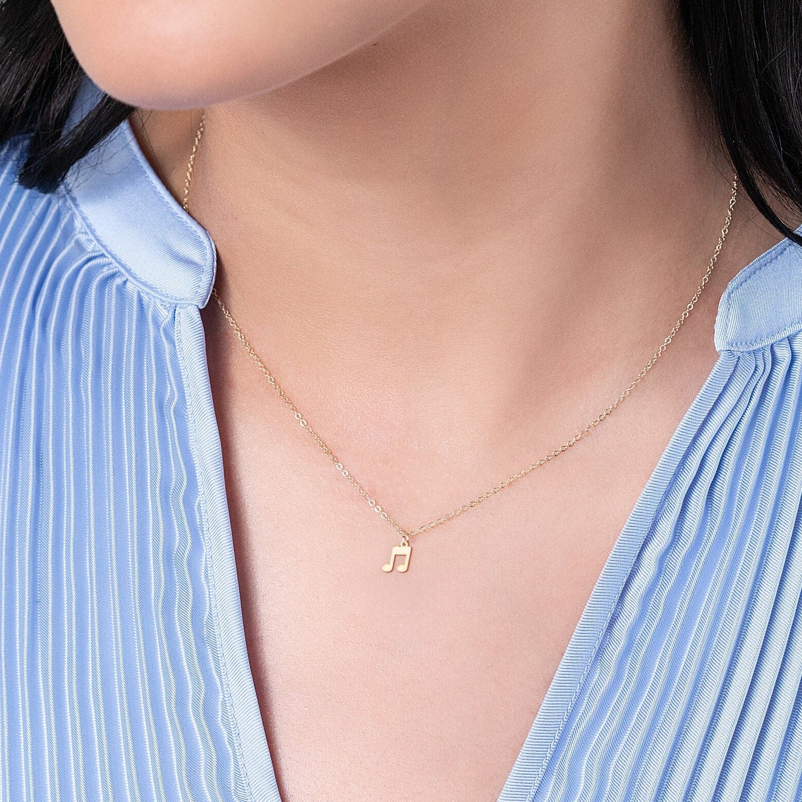 Double Music Note Pendant Necklace