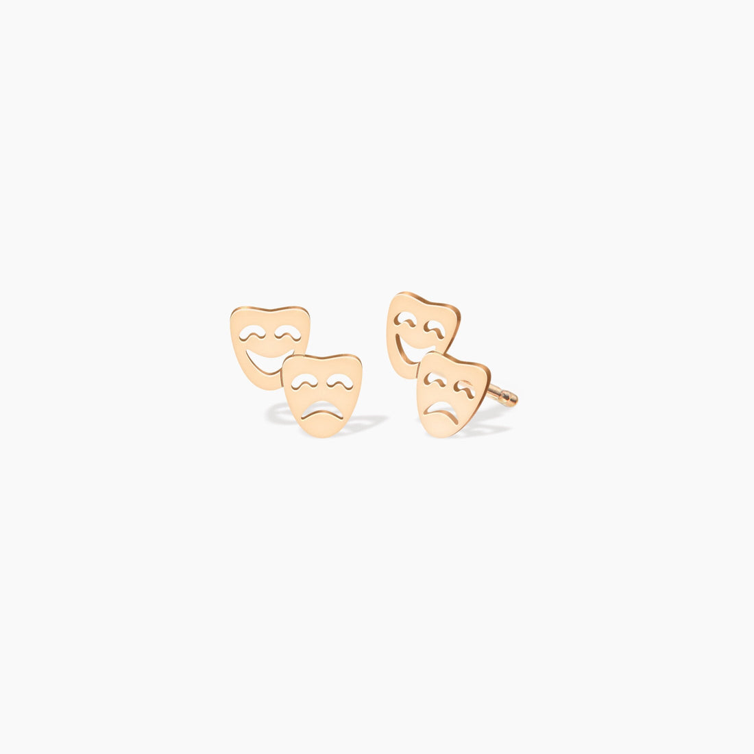Happy Sad Drama Mask Charm Stud Earrings