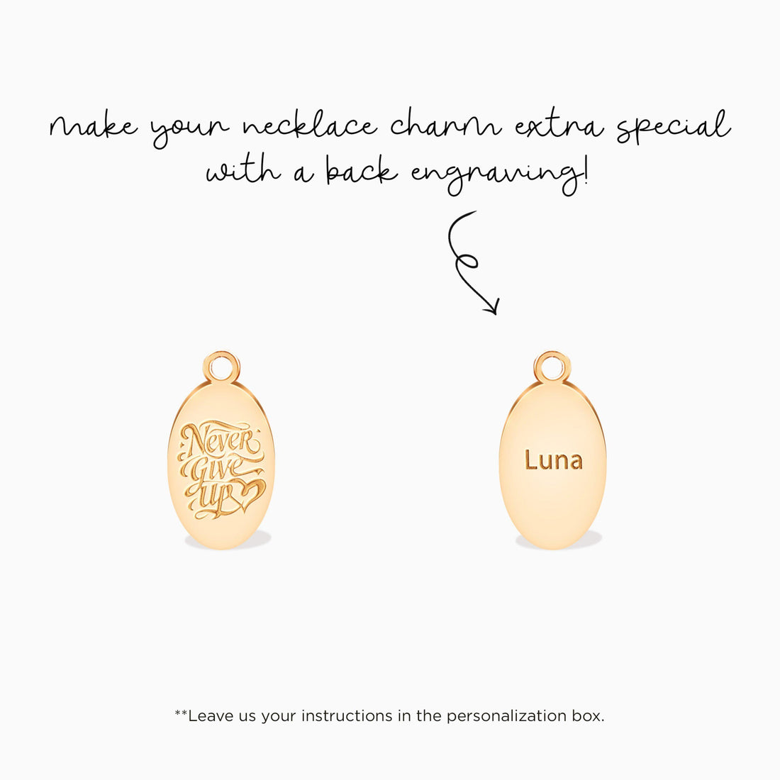 Engraved Never Give Up Quote Pendant Necklace