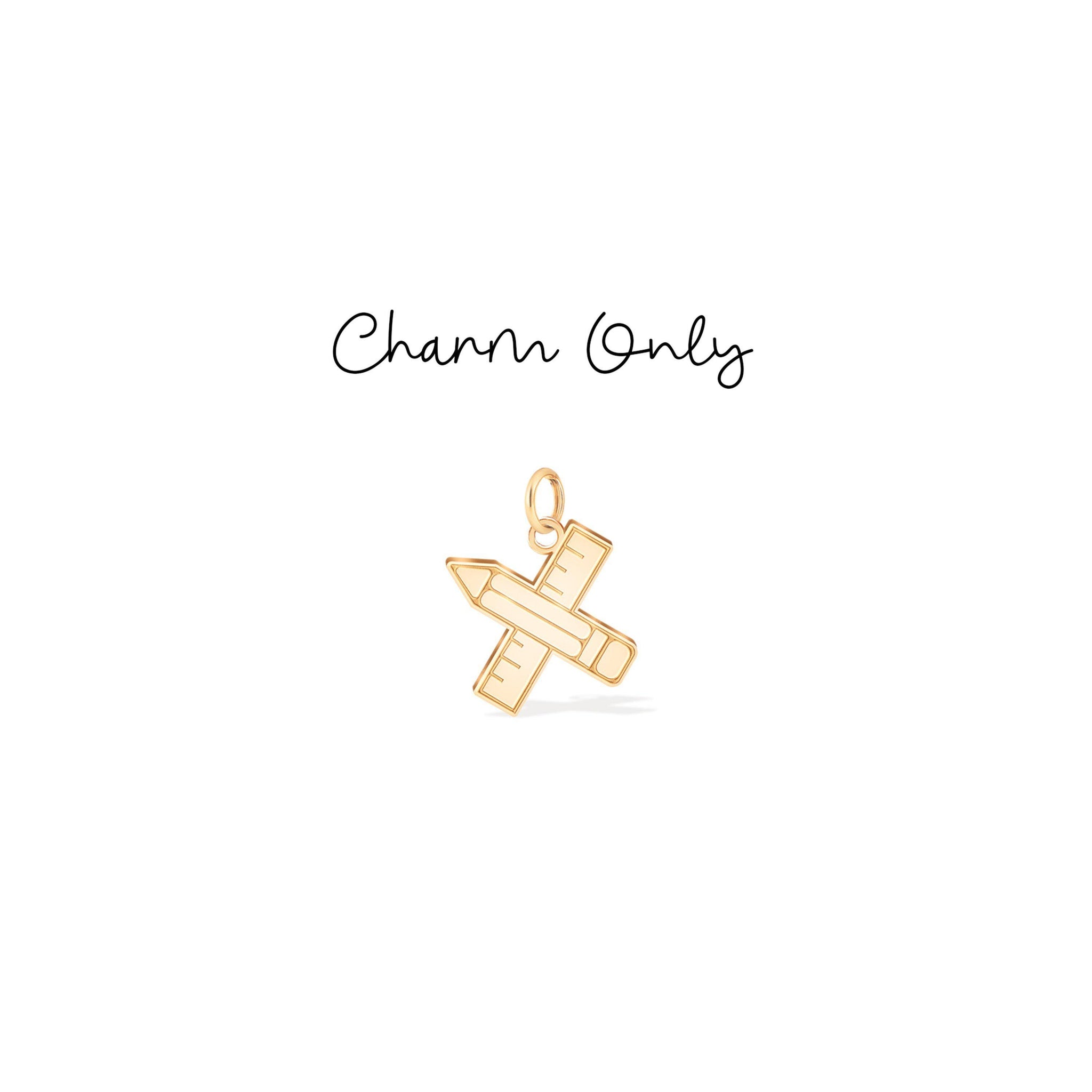Pencil Ruler Charm Stud Earrings