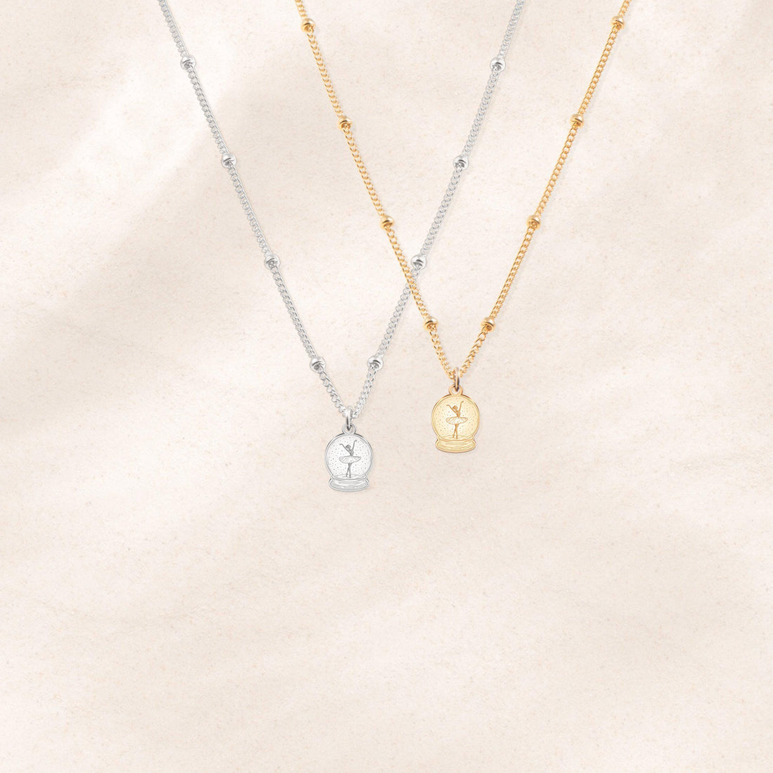 Ballerina Snow Globe Beady Necklace