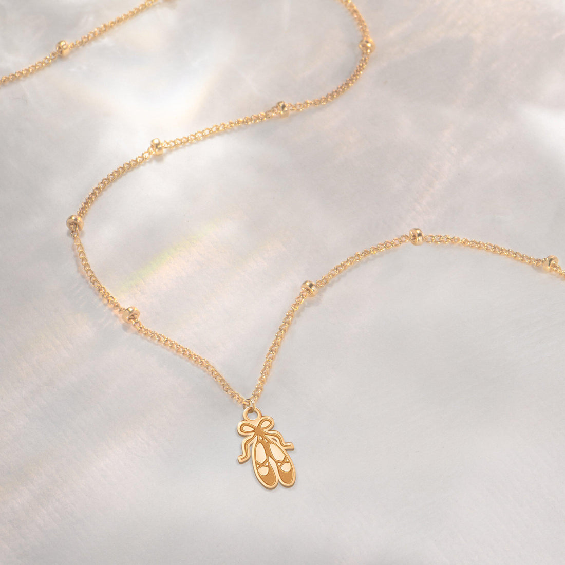 Ballet Pointe Shoes Pendant Beady Necklace