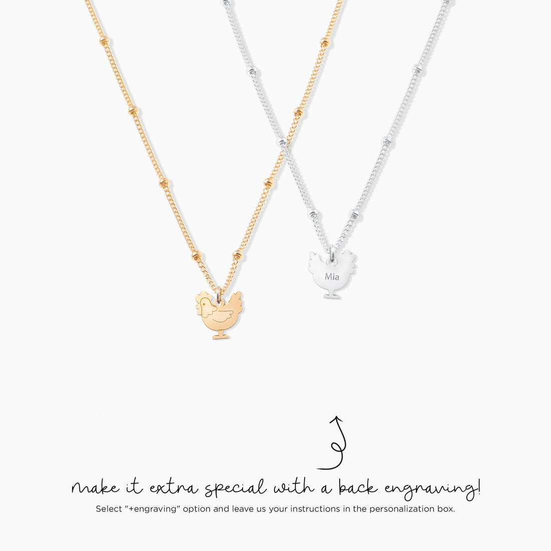 Chicken Beady Pendant Beady Necklace