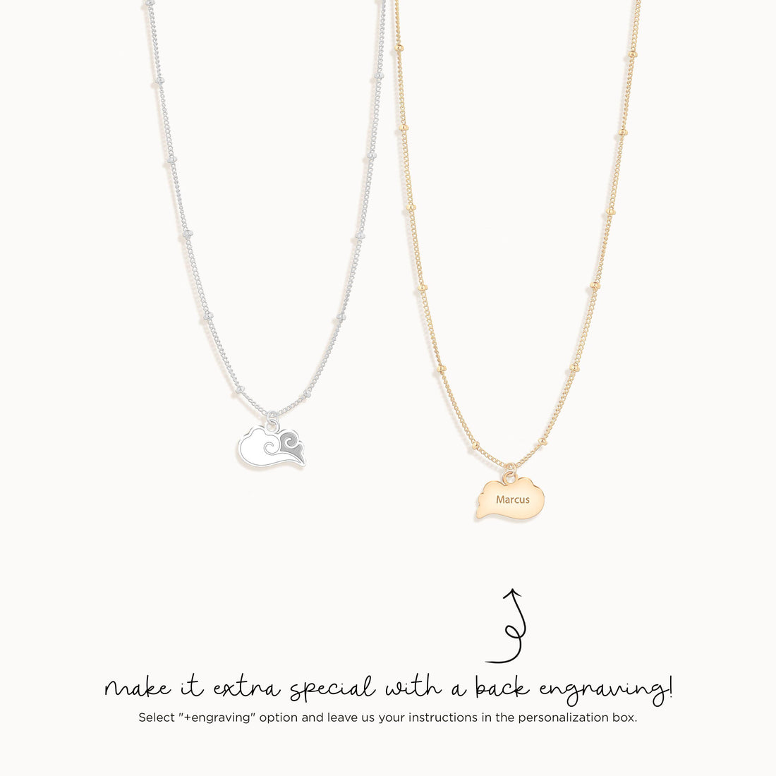 Cloud Pendant Beady Necklace
