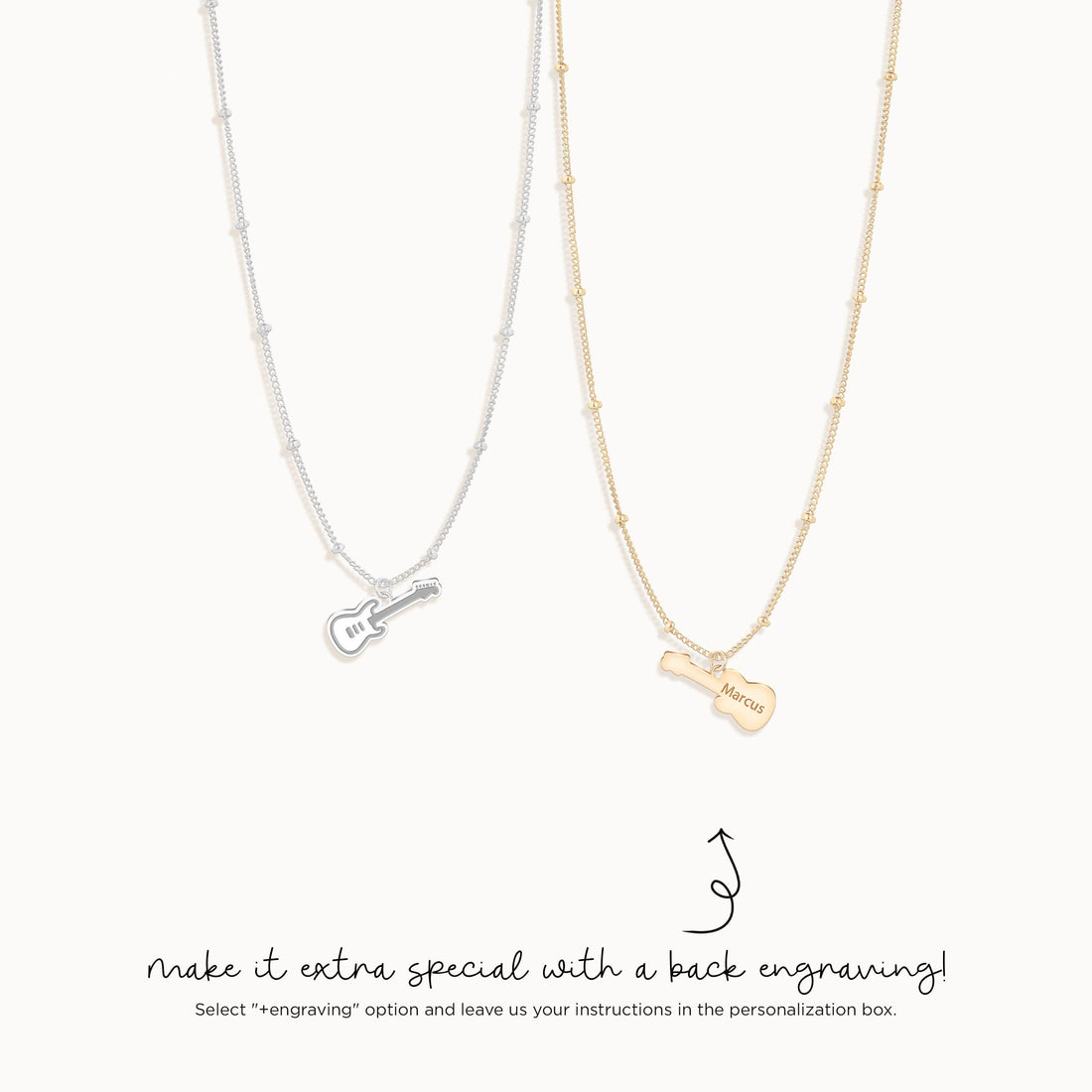Electric Guitar Pendant Beady Necklace