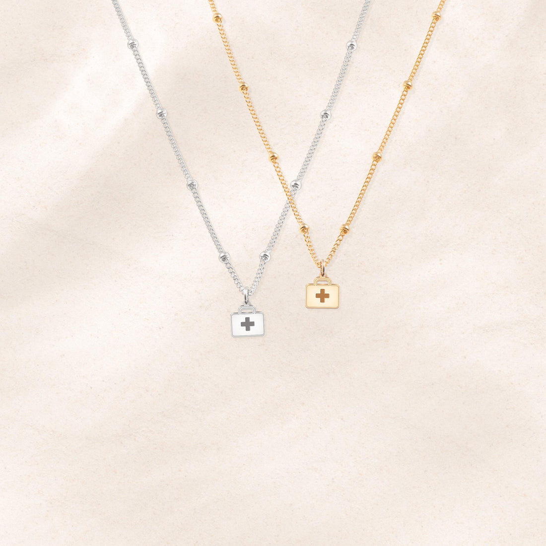 First Aid Box Pendant Beady Necklace