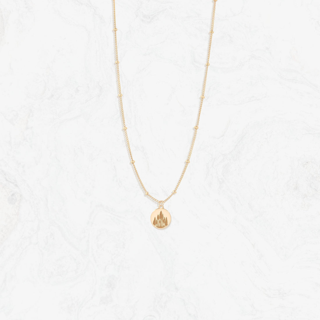 Trees Satellite Pendant Beady Necklace